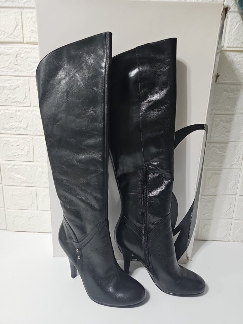 Nine West black leather women's high heel stiletto Boots size 5.5 M